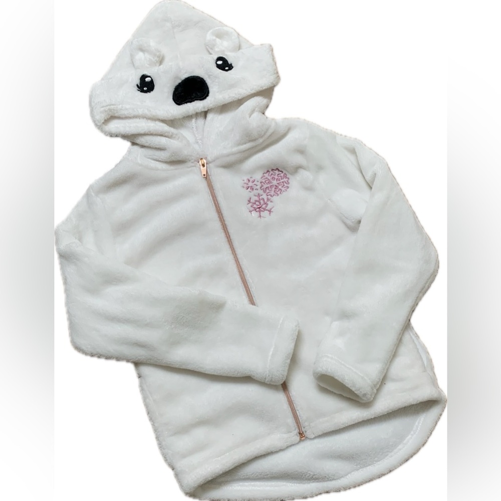 Penelope Mack Kids Adorable Very Soft Plush Cozy White Bear Hoodie - 7Y